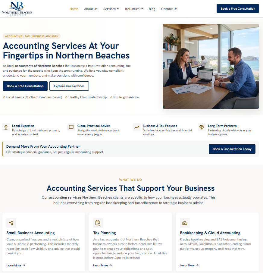 Northern Beaches Accountants Website development